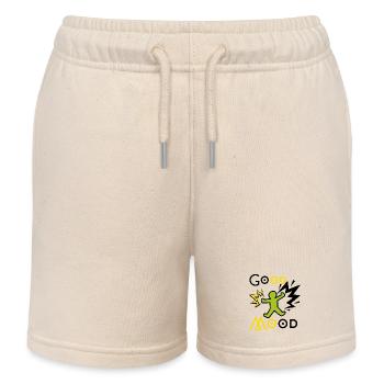 Explosive green and yellow playful figure - Kids Organic Sweat Shorts by Stanley/Stella - soft Ecru - Front