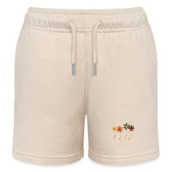 Retro Flowers in Row - Kids Organic Sweat Shorts by Stanley/Stella - soft Ecru - Front