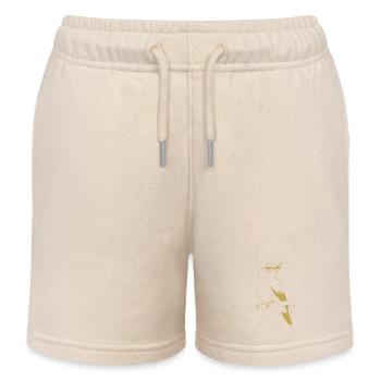 Motifs illustrés avec oiseau - Short de jogging enfant bio Stanley/Stella - écru doux - Devant