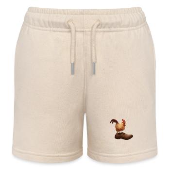Hahn steht in einem Schuh - Kinder Organic Joggingshorts Mini Bolter von Stanley/Stella - Natur - Vorne