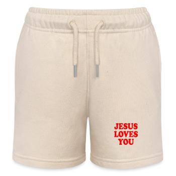 Jesus loves you - Kinder Organic Joggingshorts Mini Bolter von Stanley/Stella - Natur - Vorne