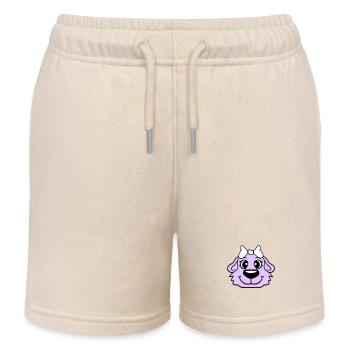 Dog Face Girl Cute Bow Female Woman - Kids Organic Sweat Shorts by Stanley/Stella - soft Ecru - Front