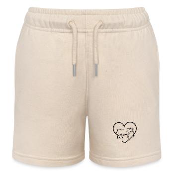 t Cow Farmer Heartbeat - Kids Organic Sweat Shorts by Stanley/Stella - soft Ecru - Front
