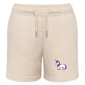 Licorne fille assez sympathique dessin animé cheval - Short de jogging enfant bio Stanley/Stella - écru doux - Devant