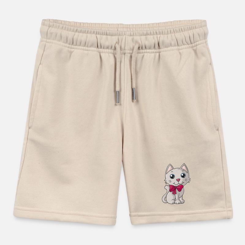 Cute Comic Cat Kids Organic Sweat Shorts by Stanley/Stella