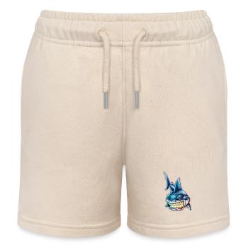 Blue shark - Kids Organic Sweat Shorts by Stanley/Stella - soft Ecru - Front