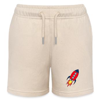 Rocket Startup | Raktenstart | Children's Rocket School - Kids Organic Sweat Shorts by Stanley/Stella - soft Ecru - Front