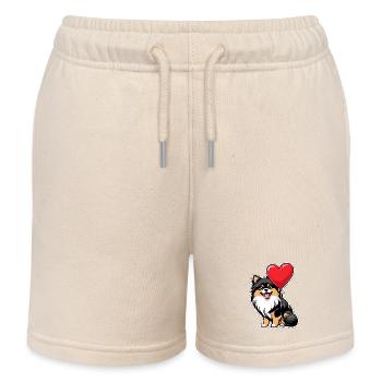 Zwergspitz Herz - Valentinstag - Kinder Organic Joggingshorts Mini Bolter von Stanley/Stella - Natur - Vorne