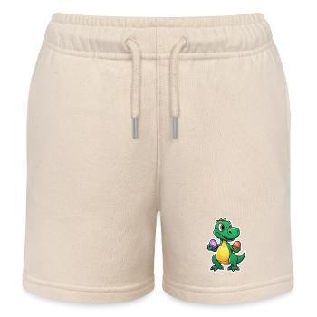 Dinosaur Easter Eggs Easter - Kids Organic Sweat Shorts by Stanley/Stella - soft Ecru - Front