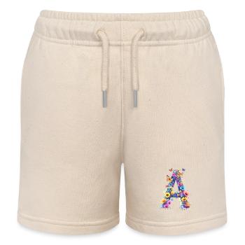 A – Floraler Anfangsbuchstabe 💐🌼🦋 - Kinder Organic Joggingshorts Mini Bolter von Stanley/Stella - Natur - Vorne