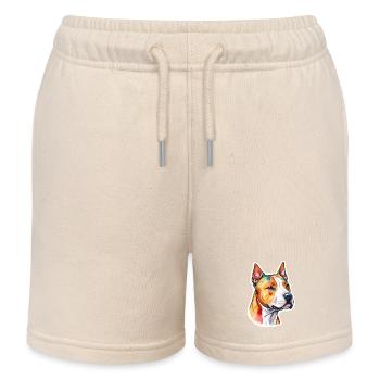 American Staffordshire Terrier Watercolors - Kids Organic Sweat Shorts by Stanley/Stella - soft Ecru - Front