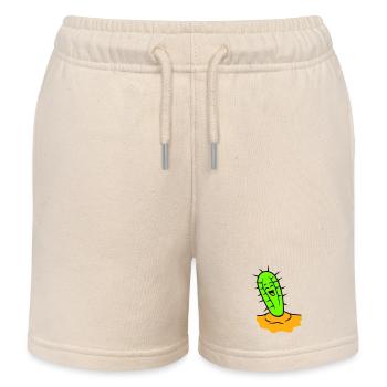 Laughing Cactus Cacti Face Prickly Desert - Kids Organic Sweat Shorts by Stanley/Stella - soft Ecru - Front