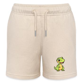 Verspielter Cartoon Dino - Kinder Organic Joggingshorts Mini Bolter von Stanley/Stella - Natur - Vorne