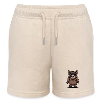 pig animal wild boar - Kids Organic Sweat Shorts by Stanley/Stella - soft Ecru - Front