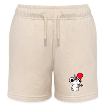 Mouse Birthday Party Birthday Party Party Hat - Kids Organic Sweat Shorts by Stanley/Stella - soft Ecru - Front