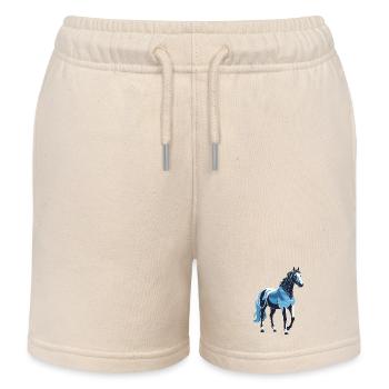 Cheval Bleu - Design Animalier - Short de jogging enfant bio Stanley/Stella - écru doux - Devant