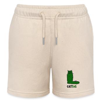 Cattus – Griffonnage de chat cactus, chat vert avec des épines. - Short de jogging enfant bio Stanley/Stella - écru doux - Devant