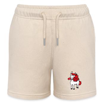 Pferd Verrückt Zunge rausstrecken komisch albern - Kinder Organic Joggingshorts Mini Bolter von Stanley/Stella - Natur - Vorne