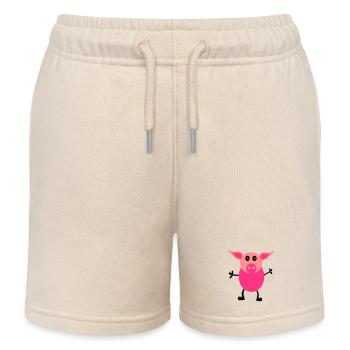 Schweine Männchen - Kinder Organic Joggingshorts Mini Bolter von Stanley/Stella - Natur - Vorne