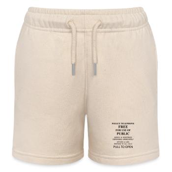 police box text - Kids Organic Sweat Shorts by Stanley/Stella - soft Ecru - Front