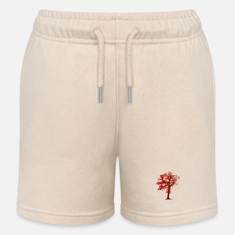Illustration d’arbre - Short de jogging enfant bio Stanley/Stella - écru doux