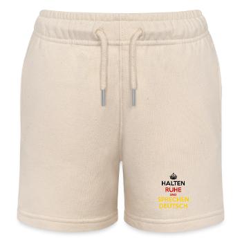 Halten Ruhe und Sprechen Deutsch - Kinder Organic Joggingshorts Mini Bolter von Stanley/Stella - Natur - Vorne