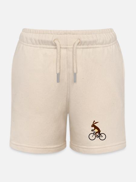 Hase auf dem Fahrrad - Kinder Organic Joggingshorts Mini Bolter von Stanley/Stella - Natur