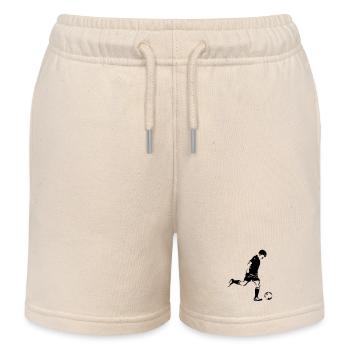 Fussballspieler Motiv - Kinder Organic Joggingshorts Mini Bolter von Stanley/Stella - Natur - Vorne