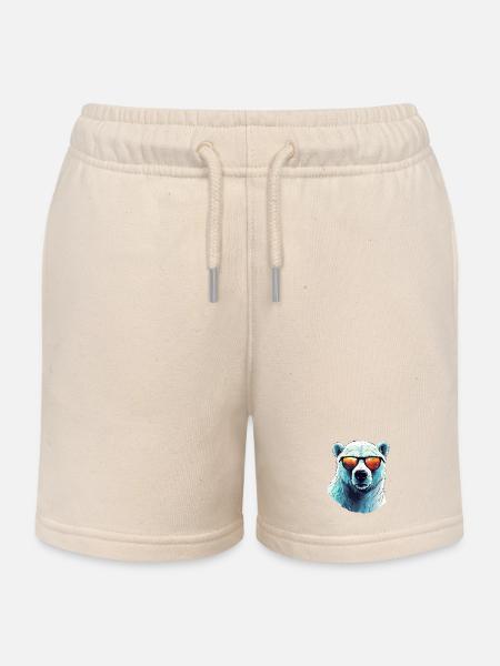 Cooler Eisbär mit Sonnenbrille - Kinder Organic Joggingshorts Mini Bolter von Stanley/Stella - Natur