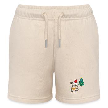 Christmas, Christmas Tree, Mouse - Kids Organic Sweat Shorts by Stanley/Stella - soft Ecru - Front
