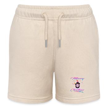 Taupe Joyeux Noël - Short de jogging enfant bio Stanley/Stella - écru doux - Devant