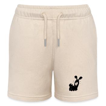 Funny Black Dog - Kids Organic Sweat Shorts by Stanley/Stella - soft Ecru - Front