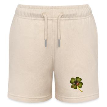 A four-leaf clover with two ladybugs - Kids Organic Sweat Shorts by Stanley/Stella - soft Ecru - Front