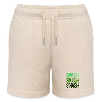 Tennis Smash Smash Ball Racket Design Pullover Hoodie - Kids Organic Sweat Shorts by Stanley/Stella - soft Ecru - Front