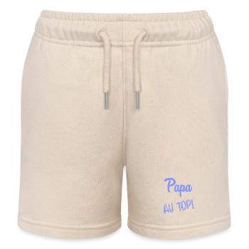 DAD. FATHER'S DAY. HAPPY FATHER'S DAY. HAPPY BIRTHDAY. - Kids Organic Sweat Shorts by Stanley/Stella - soft Ecru - Front