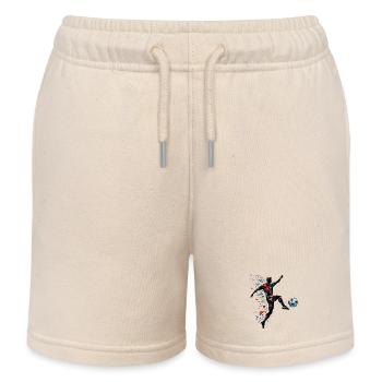 dynamischer Fußballspieler spielt Fußball - Kinder Organic Joggingshorts Mini Bolter von Stanley/Stella - Natur - Vorne