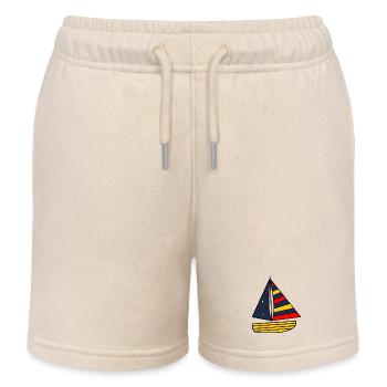 HOLIDAY. HAPPY HOLIDAYS. MISTRESS. MASTER. TEACHER - Kids Organic Sweat Shorts by Stanley/Stella - soft Ecru - Front