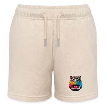 Nilpferd mit Sonnenbrille - Kinder Organic Joggingshorts Mini Bolter von Stanley/Stella - Natur - Vorne