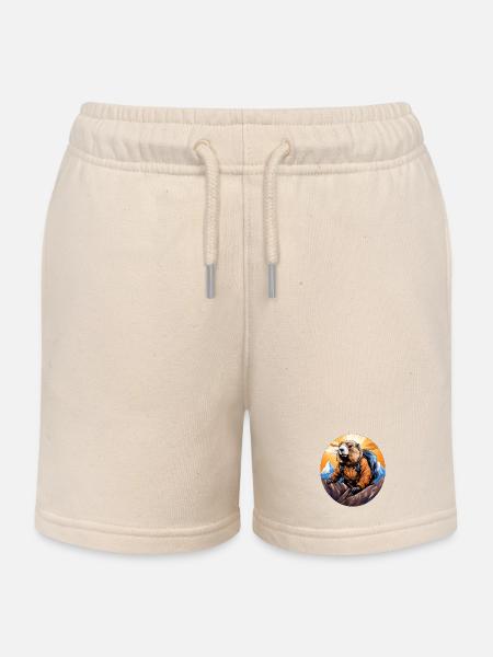 Murmeltier Bergsteiger / Wandern Murmeltiere - Kinder Organic Joggingshorts Mini Bolter von Stanley/Stella - Natur