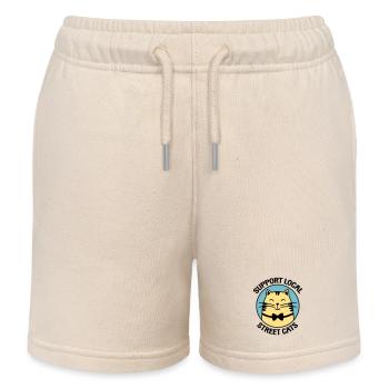Stylish bow cat in retro look - Kids Organic Sweat Shorts by Stanley/Stella - soft Ecru - Front
