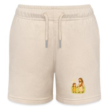 Walk with Jesus (Mädchen) - Kinder Organic Joggingshorts Mini Bolter von Stanley/Stella - Natur - Vorne