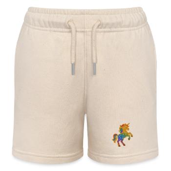Glittering Rainbow Unicorn - Kids Organic Sweat Shorts by Stanley/Stella - soft Ecru - Front