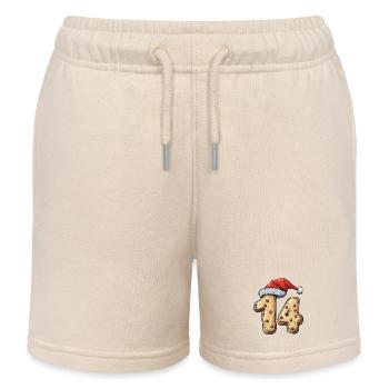 14 Number Biscuit Christmas - Kids Organic Sweat Shorts by Stanley/Stella - soft Ecru - Front