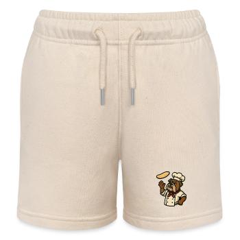 Bulldogge Koch Pizzateig Werfen Cartoon Kunst - Kinder Organic Joggingshorts Mini Bolter von Stanley/Stella - Natur - Vorne