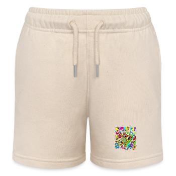 Number Day 2026 Calculator Parade - Kids Organic Sweat Shorts by Stanley/Stella - soft Ecru - Front