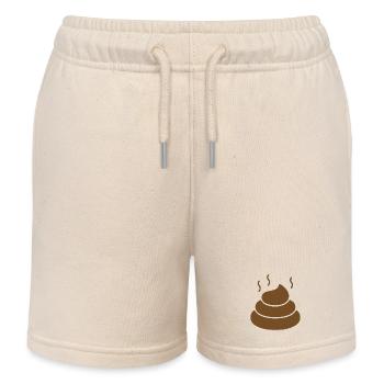 Brown Steaming Emoticon Pile - Kids Organic Sweat Shorts by Stanley/Stella - soft Ecru - Front