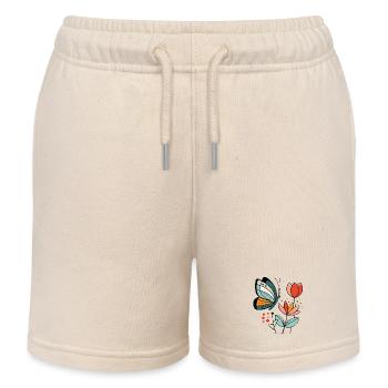Schmetterling fliegt zu Blüten - Kinder Organic Joggingshorts Mini Bolter von Stanley/Stella - Natur - Vorne