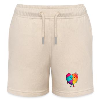 Regenbogenherz Umarmung - Kinder Organic Joggingshorts Mini Bolter von Stanley/Stella - Natur - Vorne