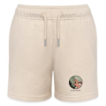 Flow State: Hand Gripping Mountain - Kids Organic Sweat Shorts by Stanley/Stella - soft Ecru - Front