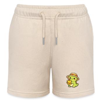Kawaii Dino avec Cake Hat - Short de jogging enfant bio Stanley/Stella - écru doux - Devant